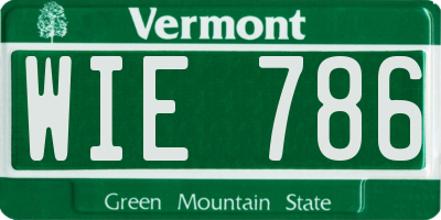 VT license plate WIE786