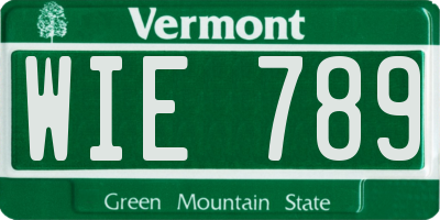 VT license plate WIE789