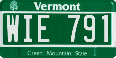 VT license plate WIE791