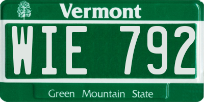 VT license plate WIE792