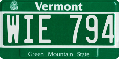 VT license plate WIE794