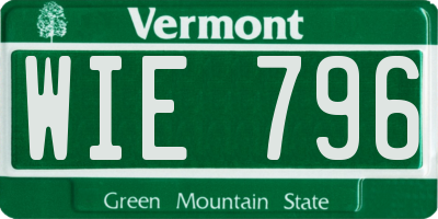 VT license plate WIE796