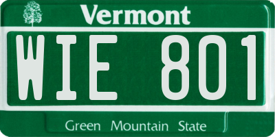 VT license plate WIE801