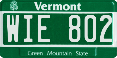 VT license plate WIE802