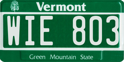 VT license plate WIE803