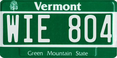 VT license plate WIE804