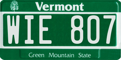VT license plate WIE807