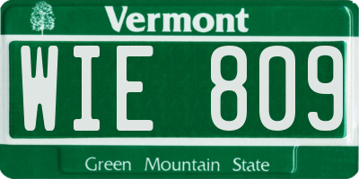 VT license plate WIE809