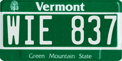 VT license plate WIE837
