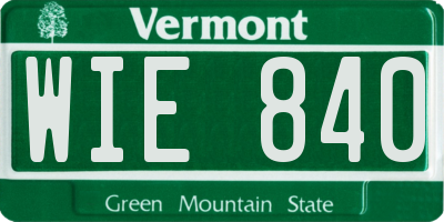 VT license plate WIE840