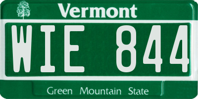 VT license plate WIE844