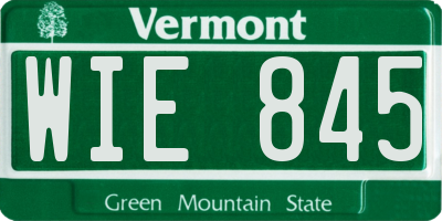 VT license plate WIE845