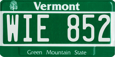 VT license plate WIE852