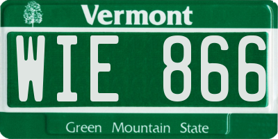 VT license plate WIE866