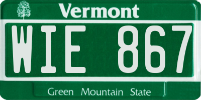 VT license plate WIE867