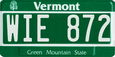 VT license plate WIE872