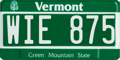 VT license plate WIE875