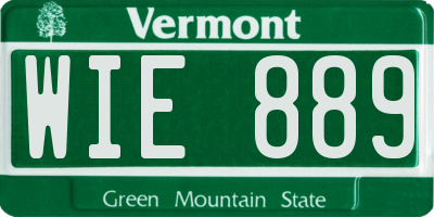 VT license plate WIE889