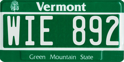 VT license plate WIE892