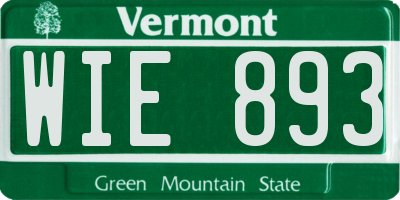 VT license plate WIE893