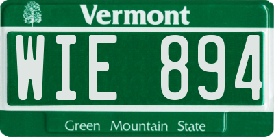 VT license plate WIE894