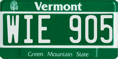 VT license plate WIE905