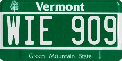 VT license plate WIE909