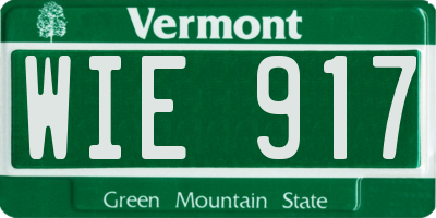 VT license plate WIE917