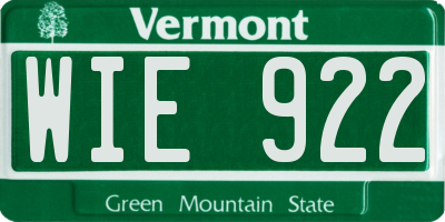 VT license plate WIE922