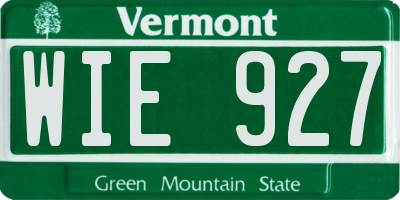 VT license plate WIE927