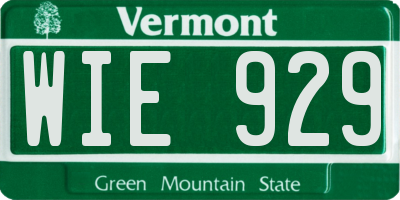 VT license plate WIE929