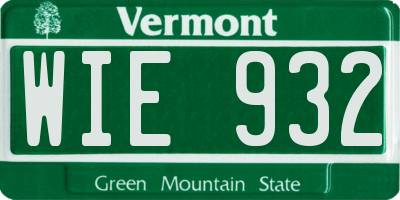 VT license plate WIE932