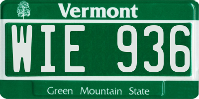 VT license plate WIE936