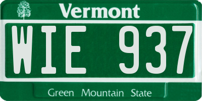 VT license plate WIE937