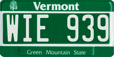VT license plate WIE939