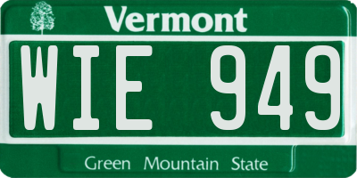 VT license plate WIE949