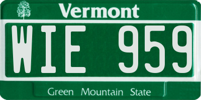 VT license plate WIE959