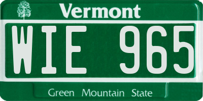 VT license plate WIE965