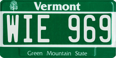 VT license plate WIE969