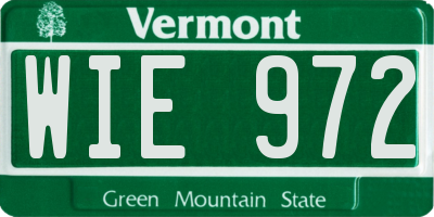 VT license plate WIE972