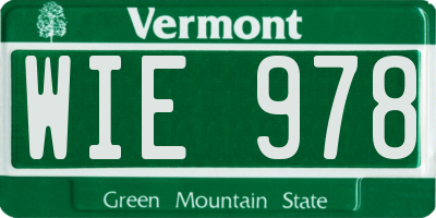 VT license plate WIE978