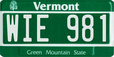 VT license plate WIE981