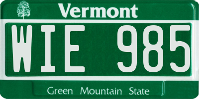 VT license plate WIE985