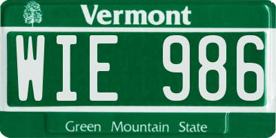VT license plate WIE986