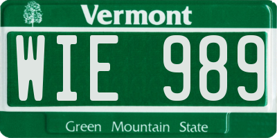 VT license plate WIE989