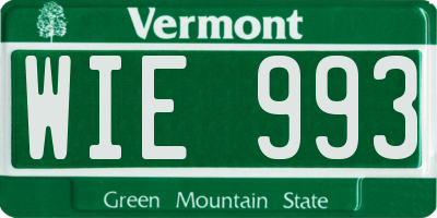 VT license plate WIE993
