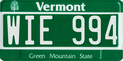 VT license plate WIE994