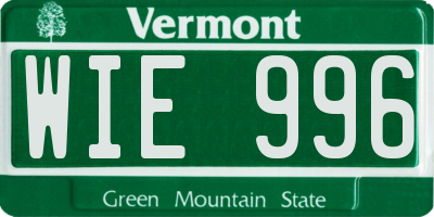 VT license plate WIE996