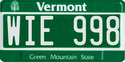 VT license plate WIE998