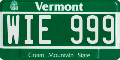 VT license plate WIE999